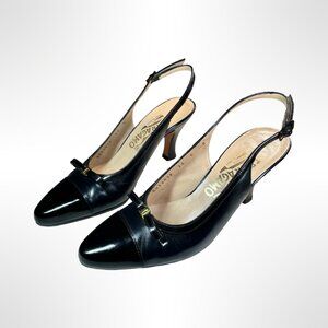 Ferragamo Black Slings, Size 5, very good condition